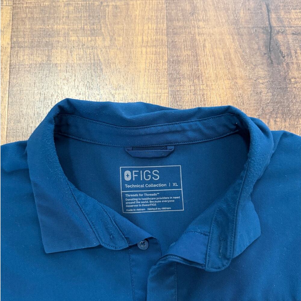 FIGS Lima Scrub Polo Blue/Green Short Sleeve Medical Top Men’s Size XL - Picture 3 of 7